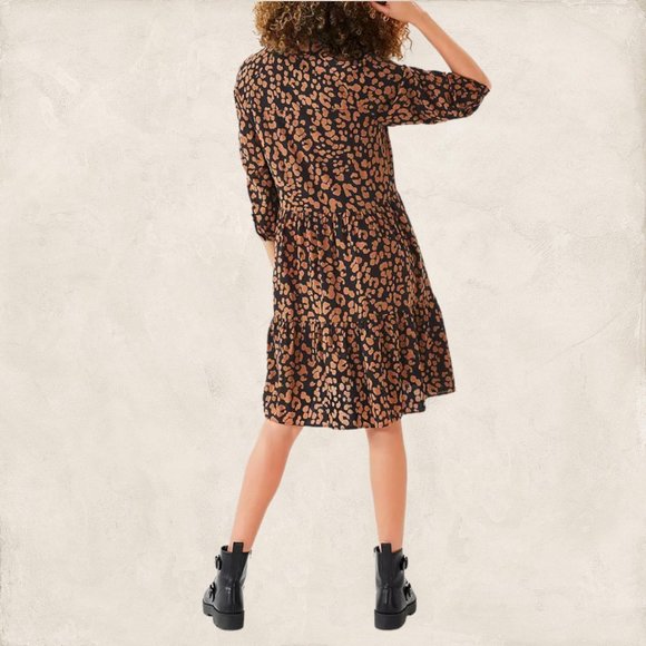 Hush Lena Womens Brown Slouchy Oversize Animal Print Dress Pockets UK 4 plus - Picture 4 of 5